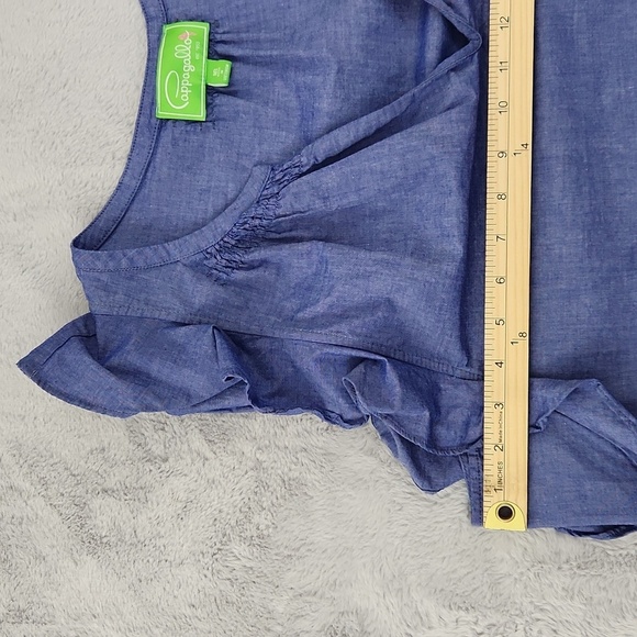 Pappagallo 100% cotton blue sleeveless dress size 16 - Picture 9 of 13